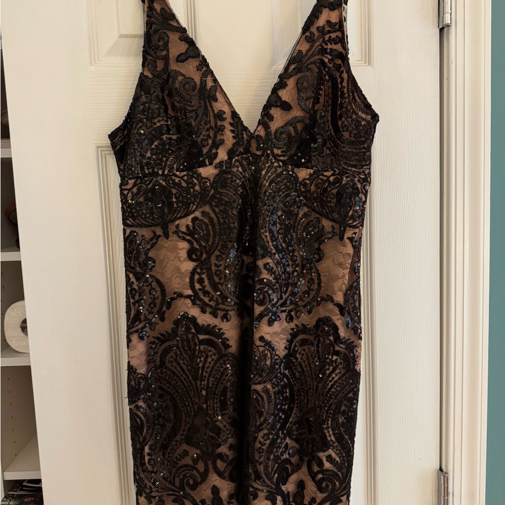 Free People Night Shimmer Mini Black Dress
